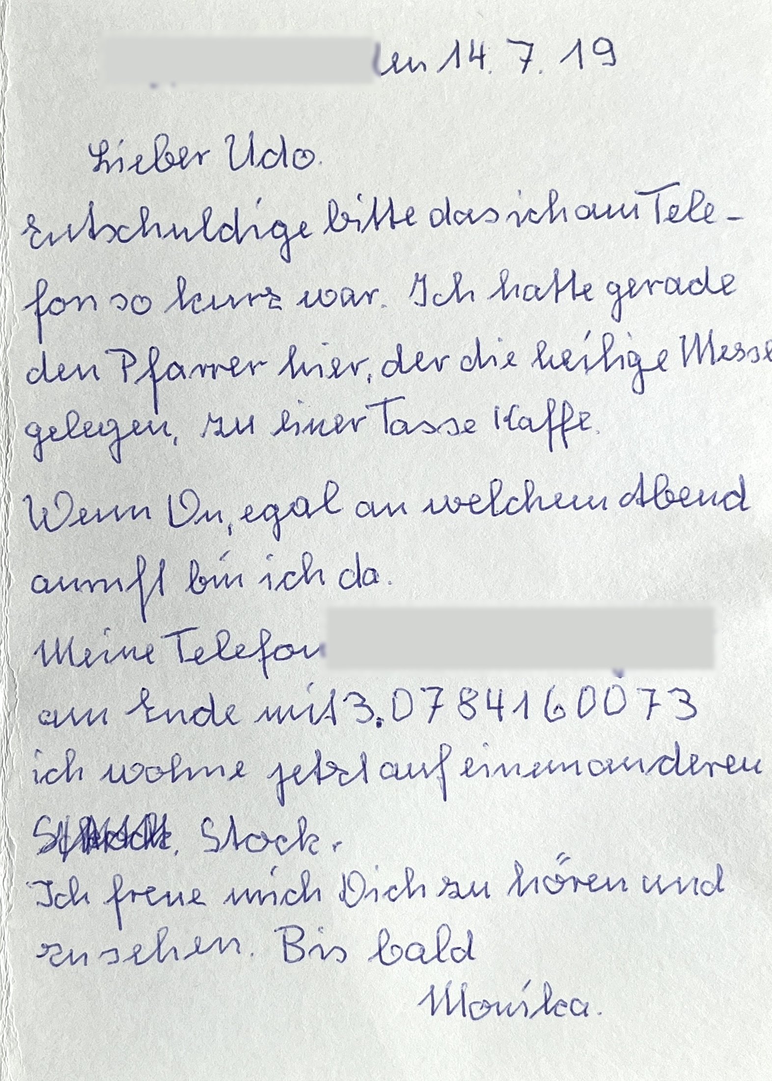 Der Brief, eine Seite